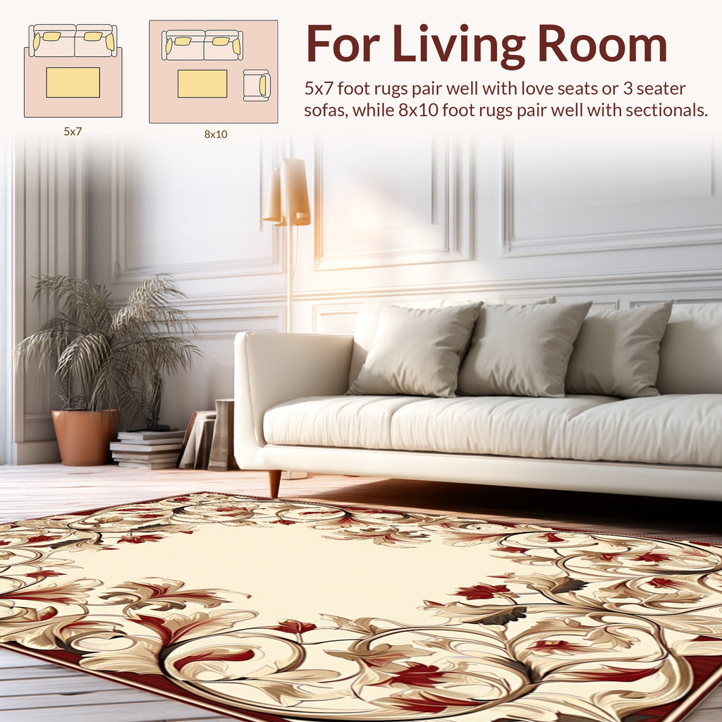Ornate Floral Scrollwork Design Rug