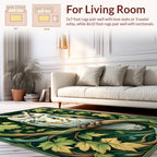 Elegant Owl Leaf Nature Pattern Rug
