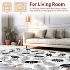 Monochrome Fern and Organic Pattern Rug