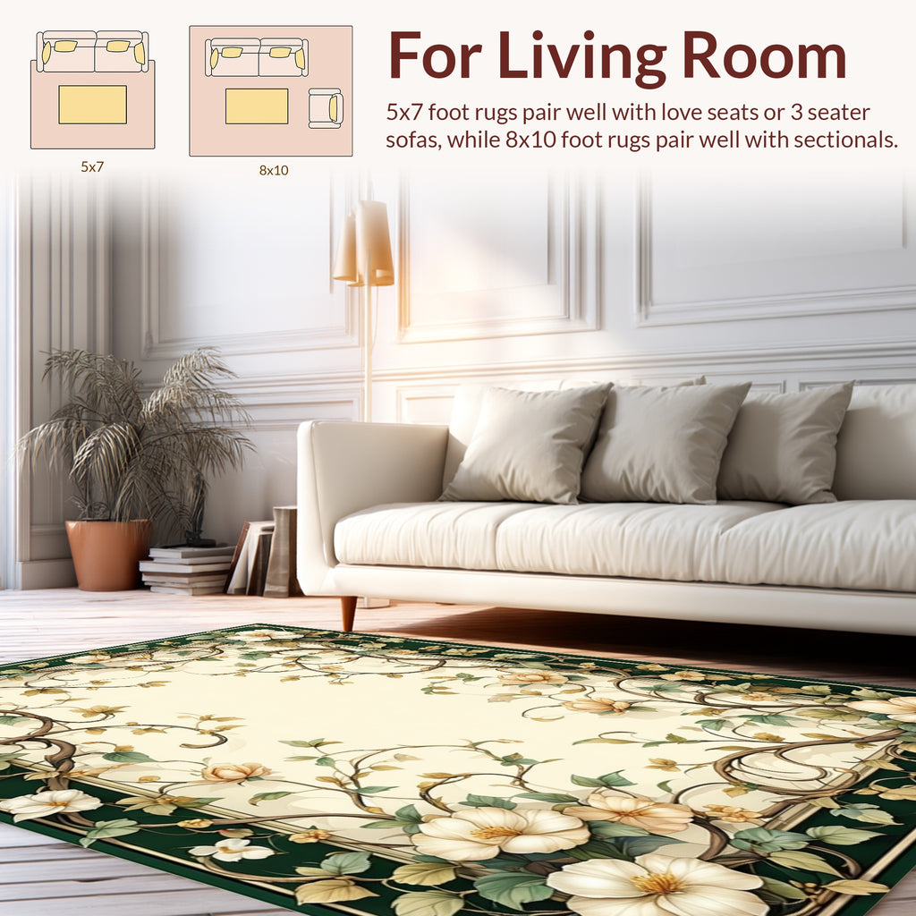 Ornate Floral Vine Motif Rug