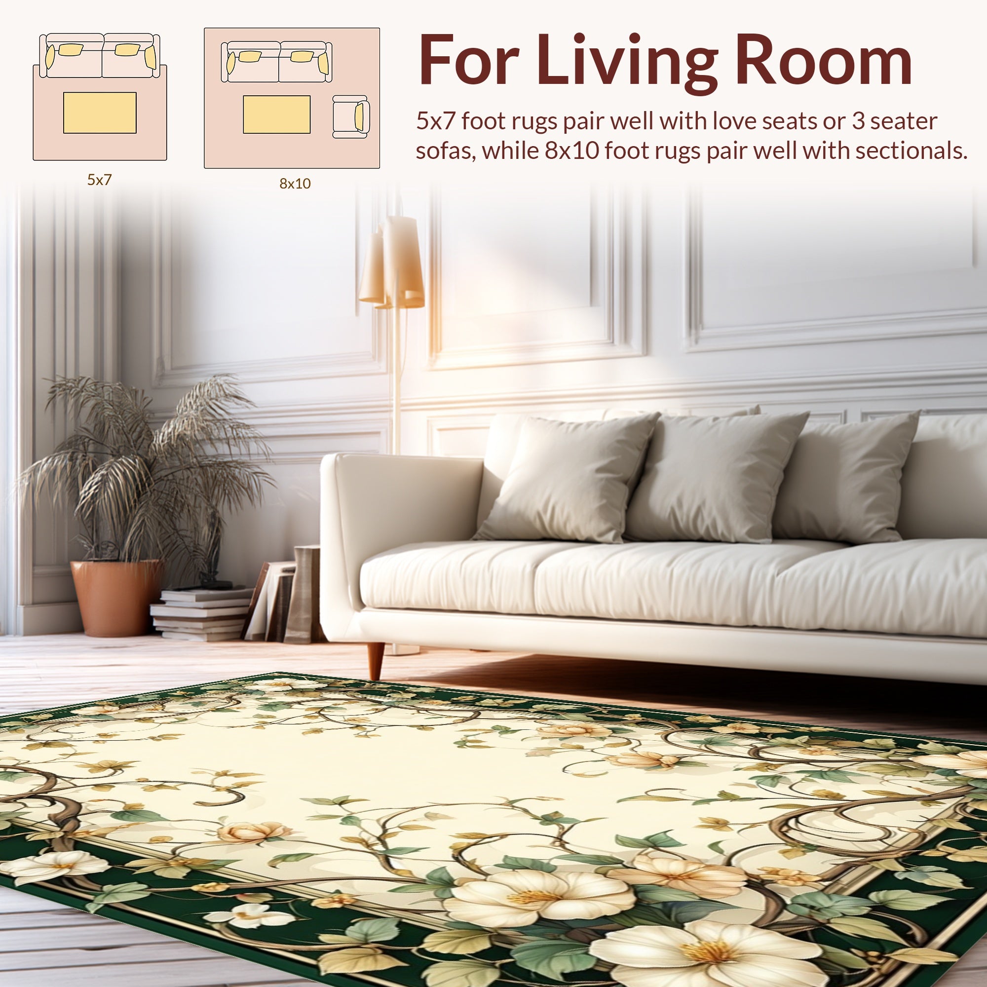 Ornate Floral Vine Motif Rug