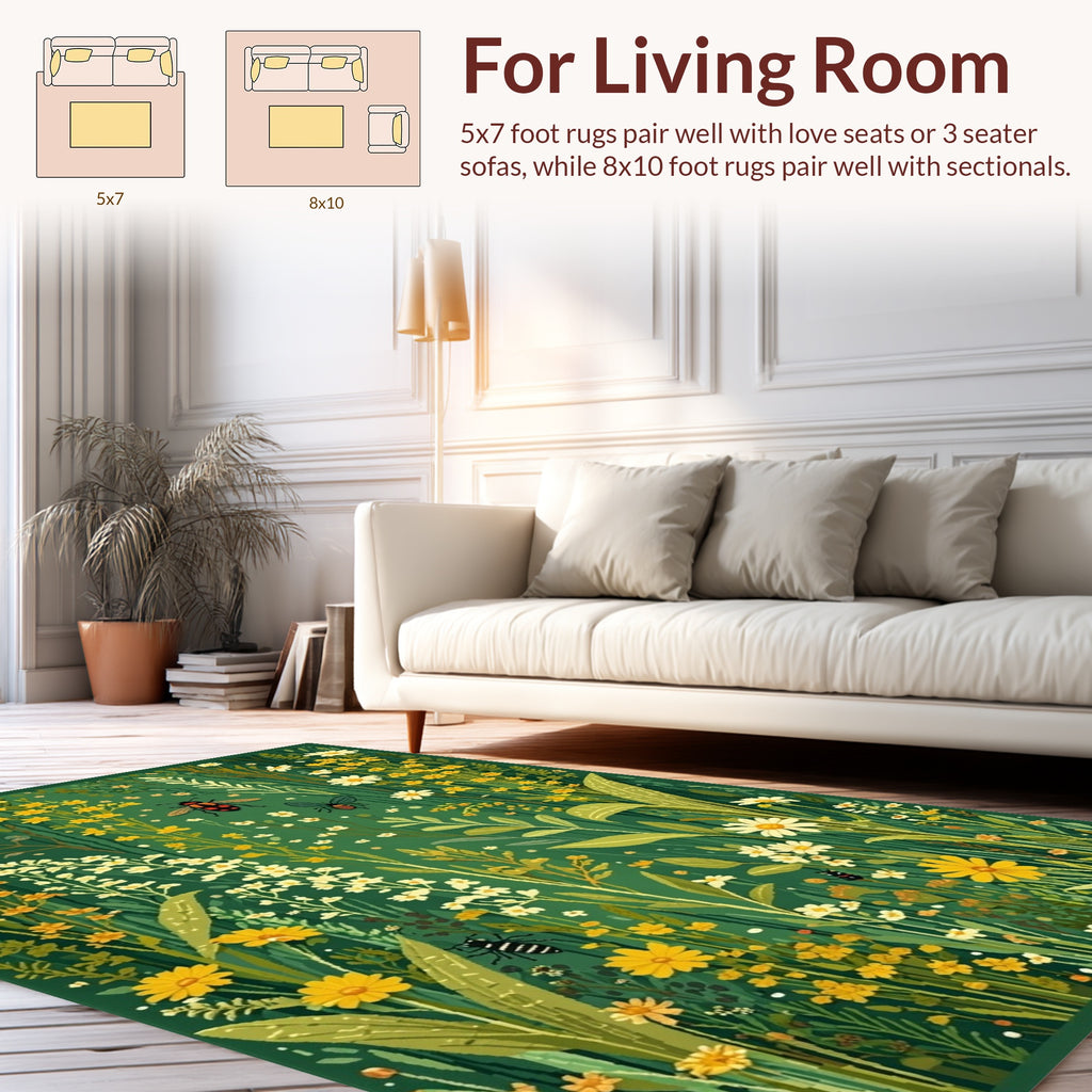 Whimsical Garden Scene With Insects Rug