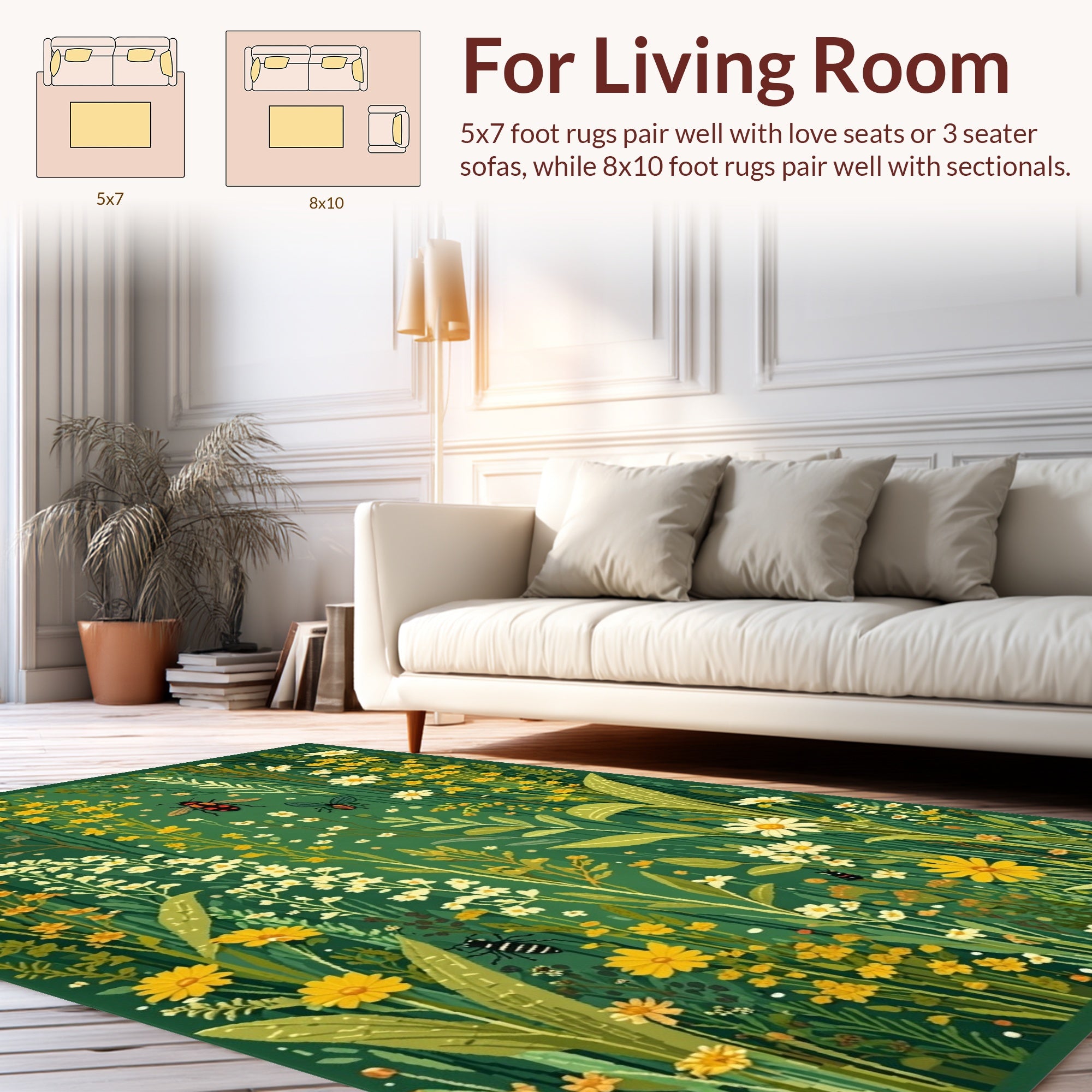 Whimsical Garden Scene With Insects Rug