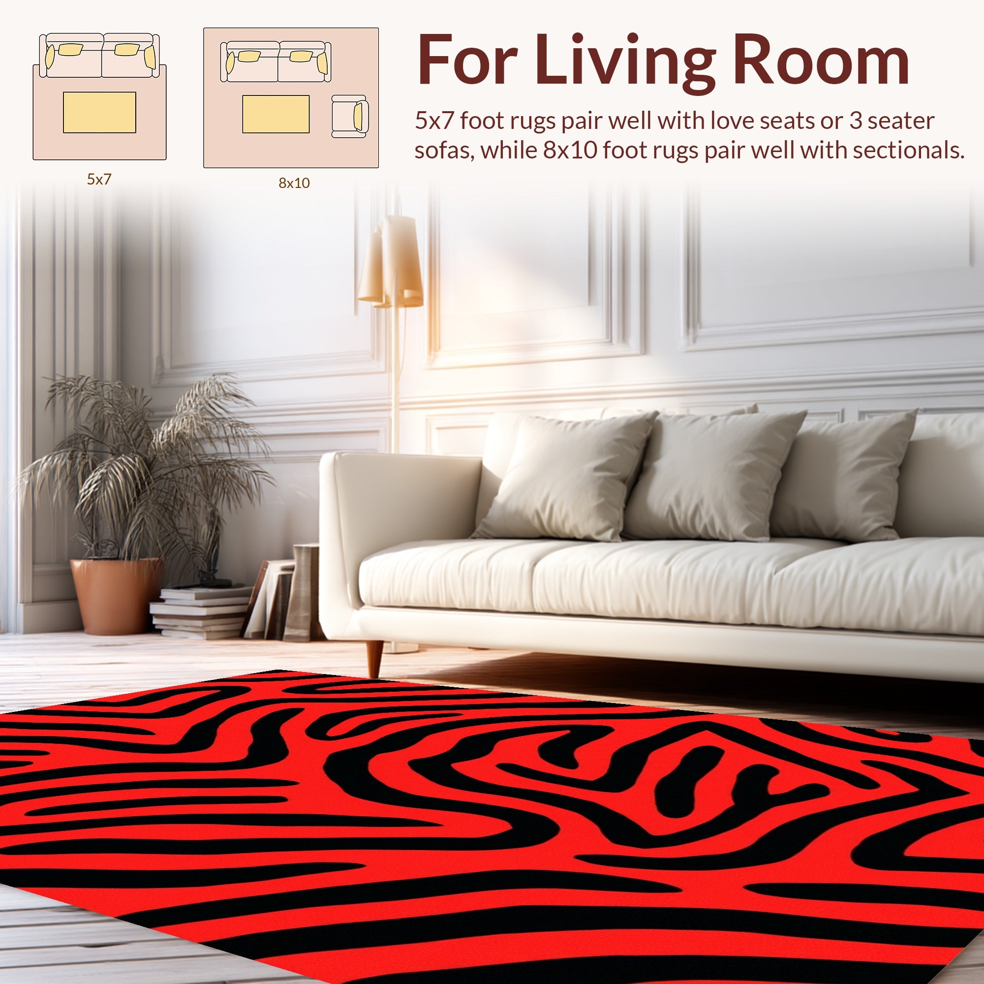 Bold Red Black Abstract Stripes Rug