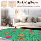 Vibrant Floral Leaf Pattern Rug