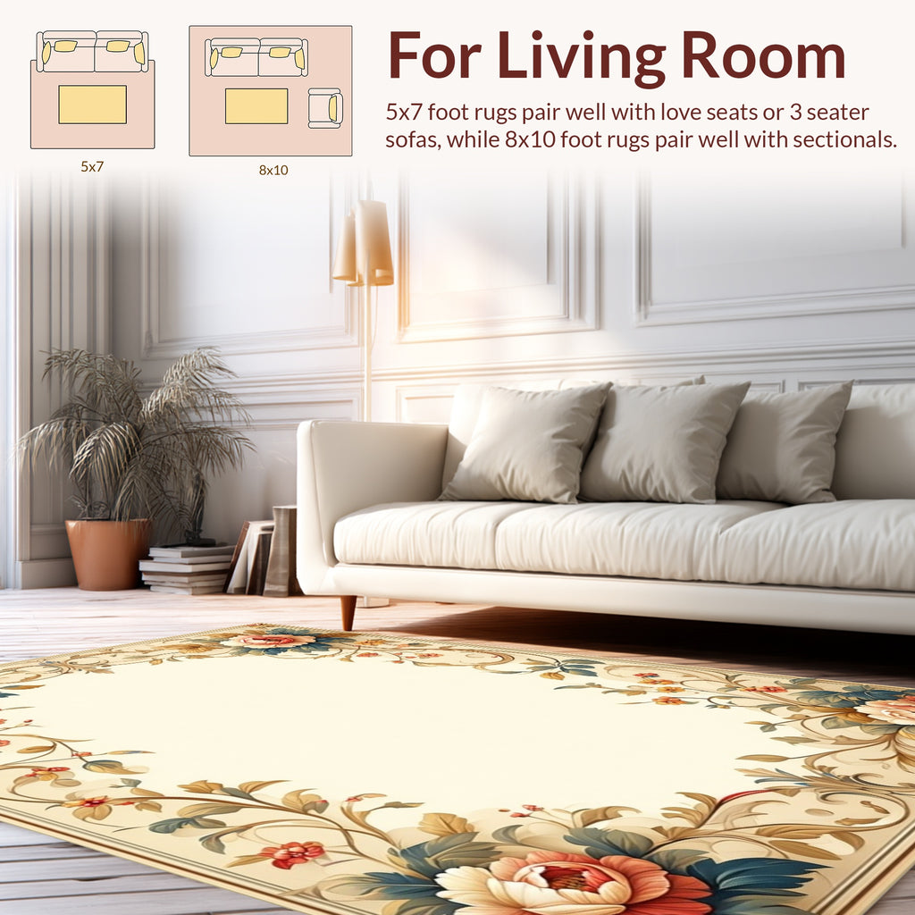 Vintage floral scrolls accent Rug