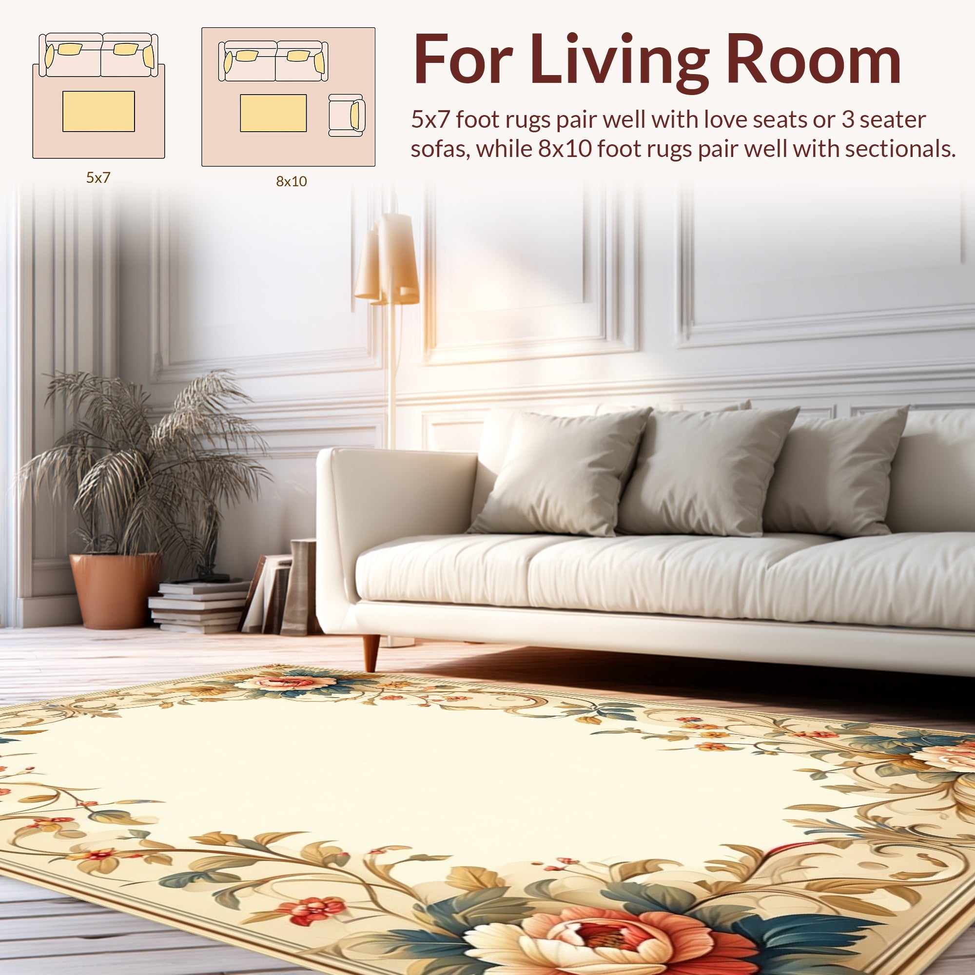 Vintage floral scrolls accent Rug