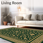 Emerald Golden Floral Arabesque Rug