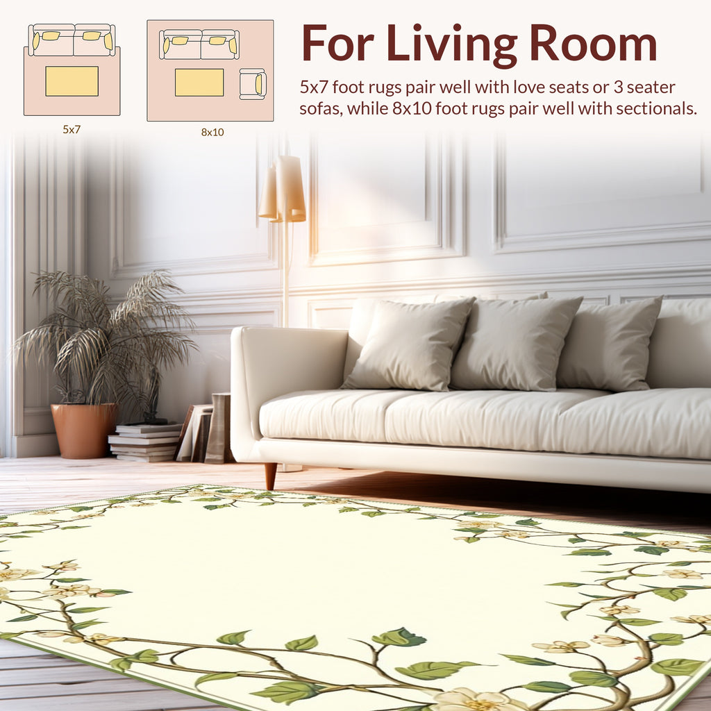 Vine Blossom Border Pattern Rug