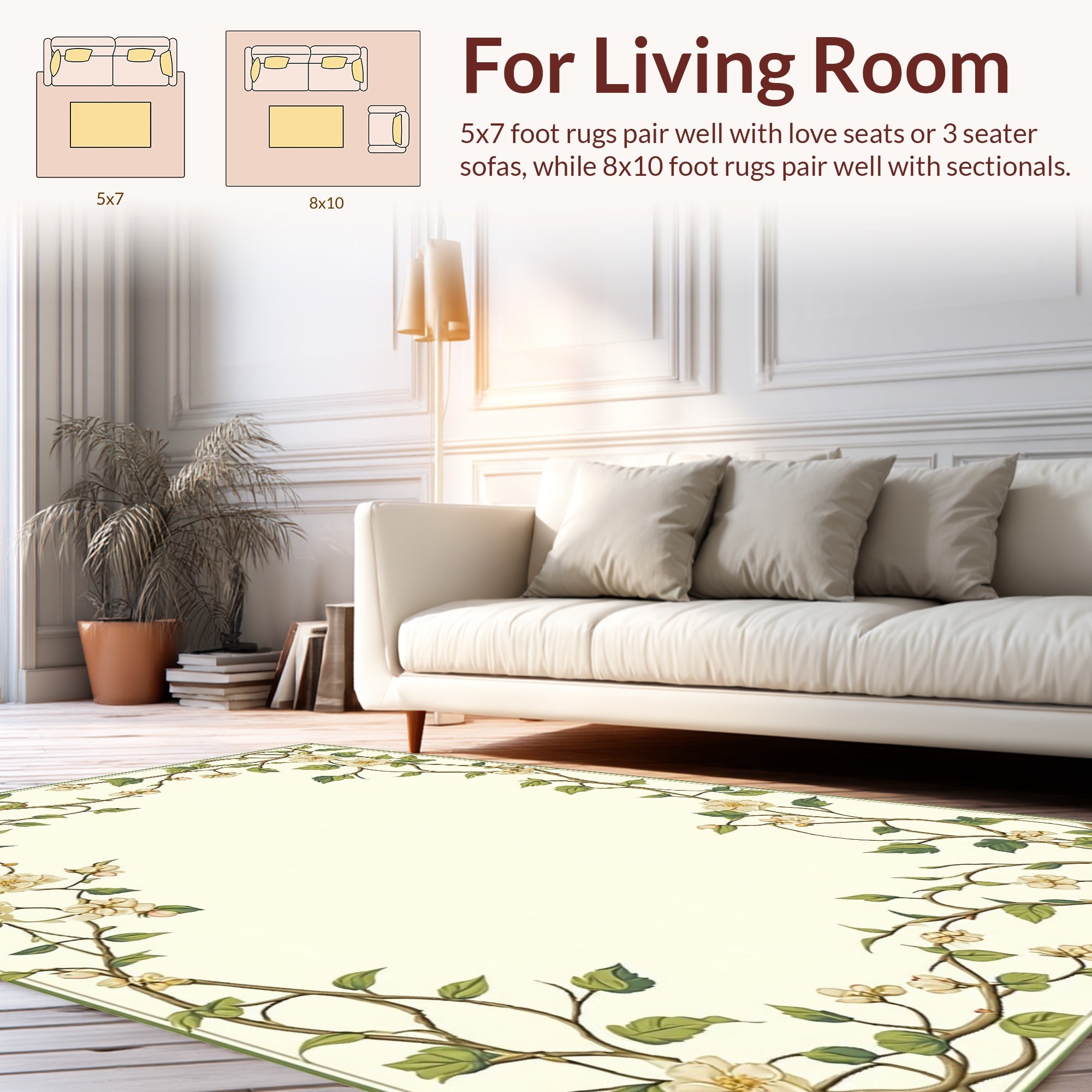Vine Blossom Border Pattern Rug