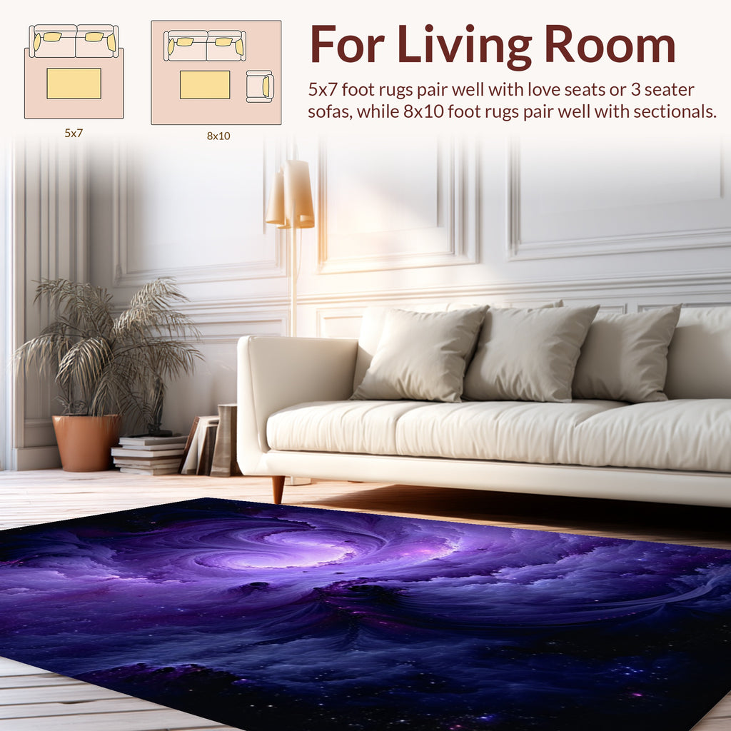 Cosmic Swirl Purple Galaxy Rug
