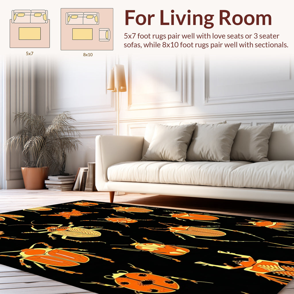 Orange Bug Pattern Design Rug