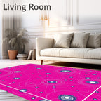 Bright Pink Starburst Geometric Connections Rug