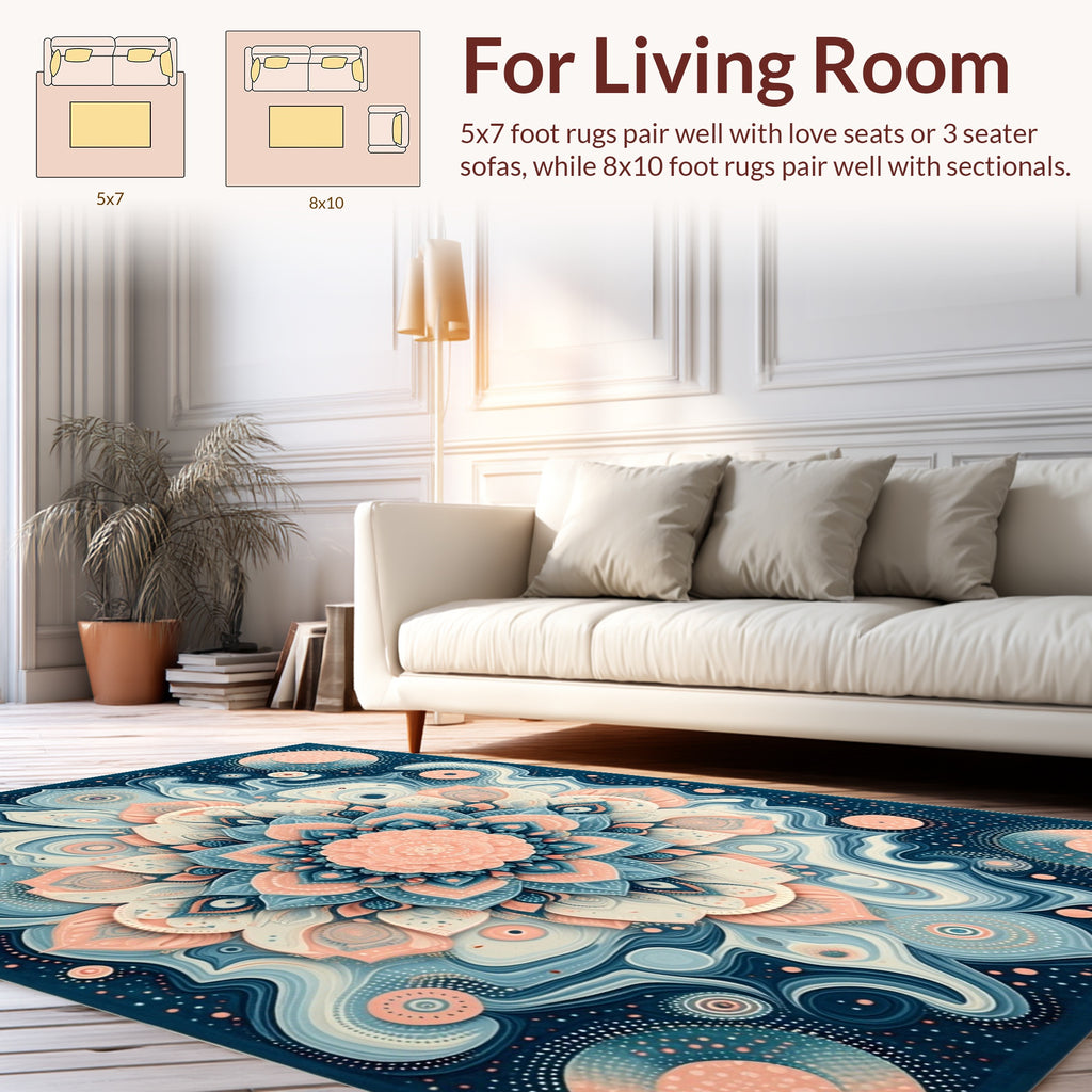 Intricate Mandala Floral Swirls Design Rug