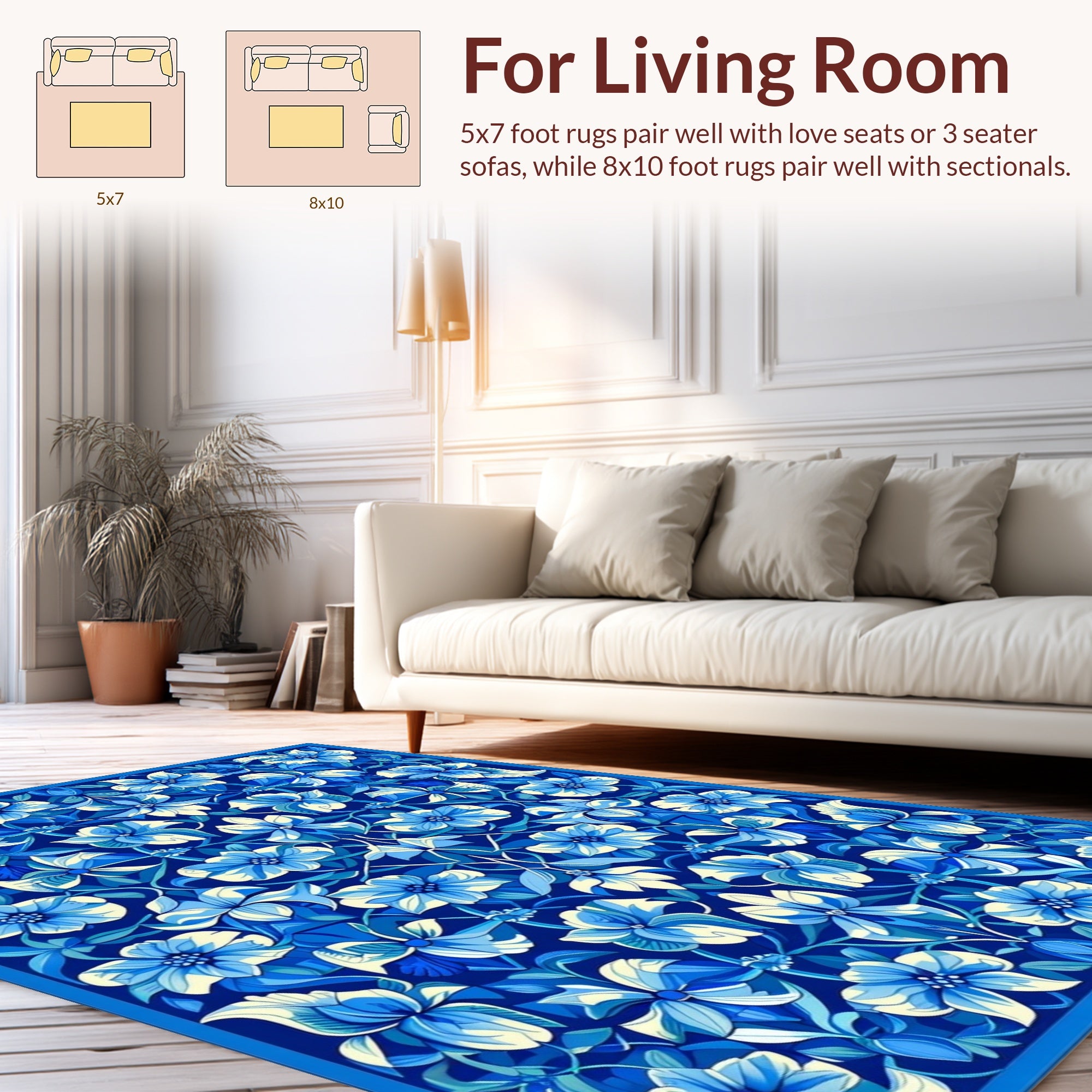 Art Nouveau Blue Floral Symmetry Rug