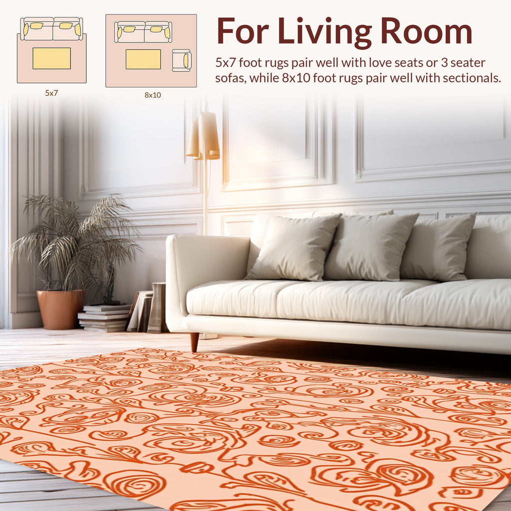 Whimsical Floral Sketch Pattern Rug