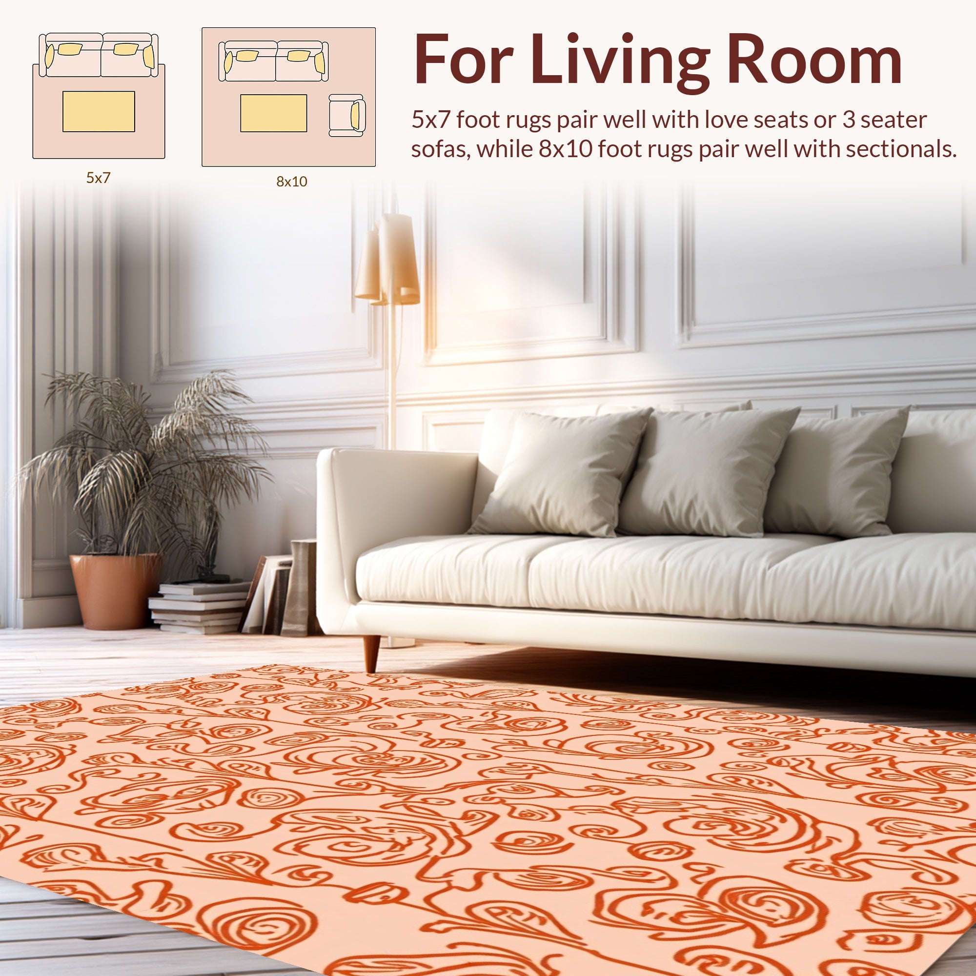 Whimsical Floral Sketch Pattern Rug