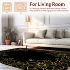 Gold Floral Art Nouveau Border Design Rug