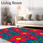 Vibrant Red Floral Cardinal Harmony Rug