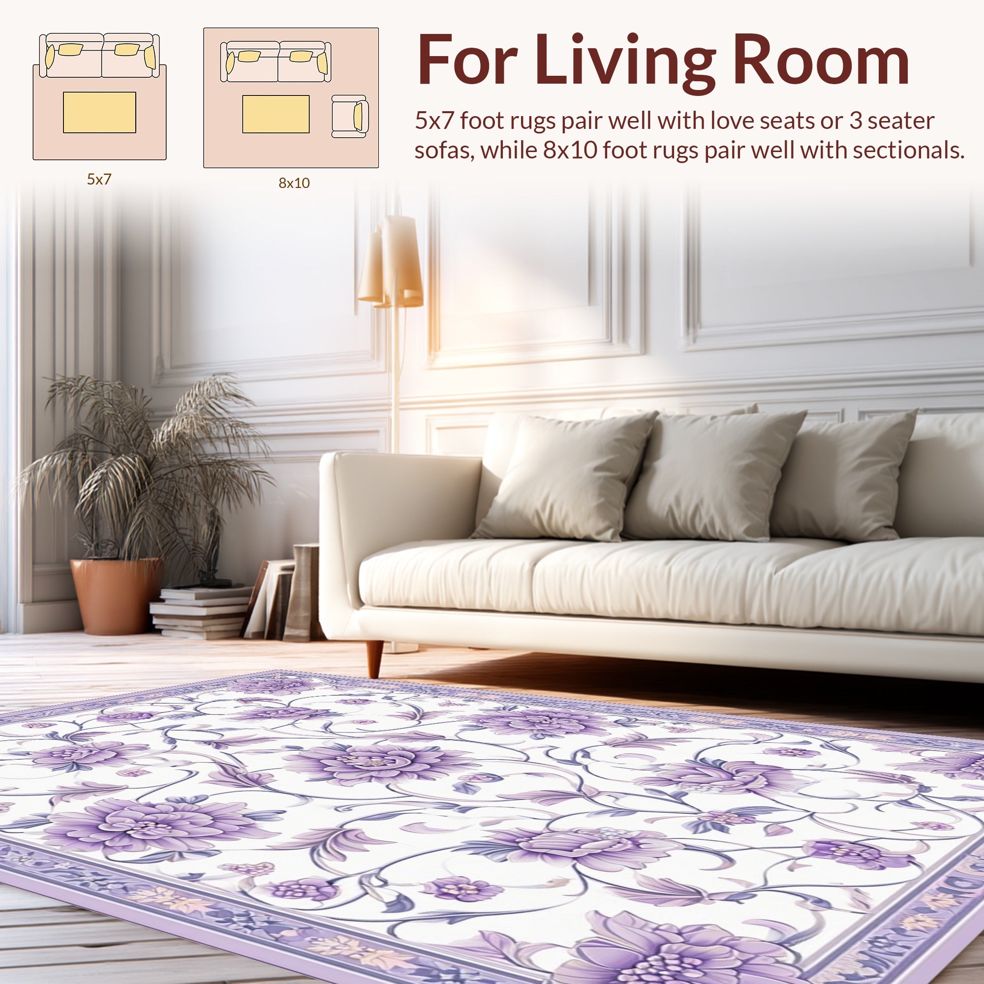 Elegant Floral Vines Pattern Rug