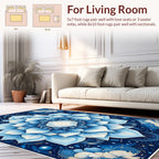 Intricate Blue Mandala Floral Pattern Rug