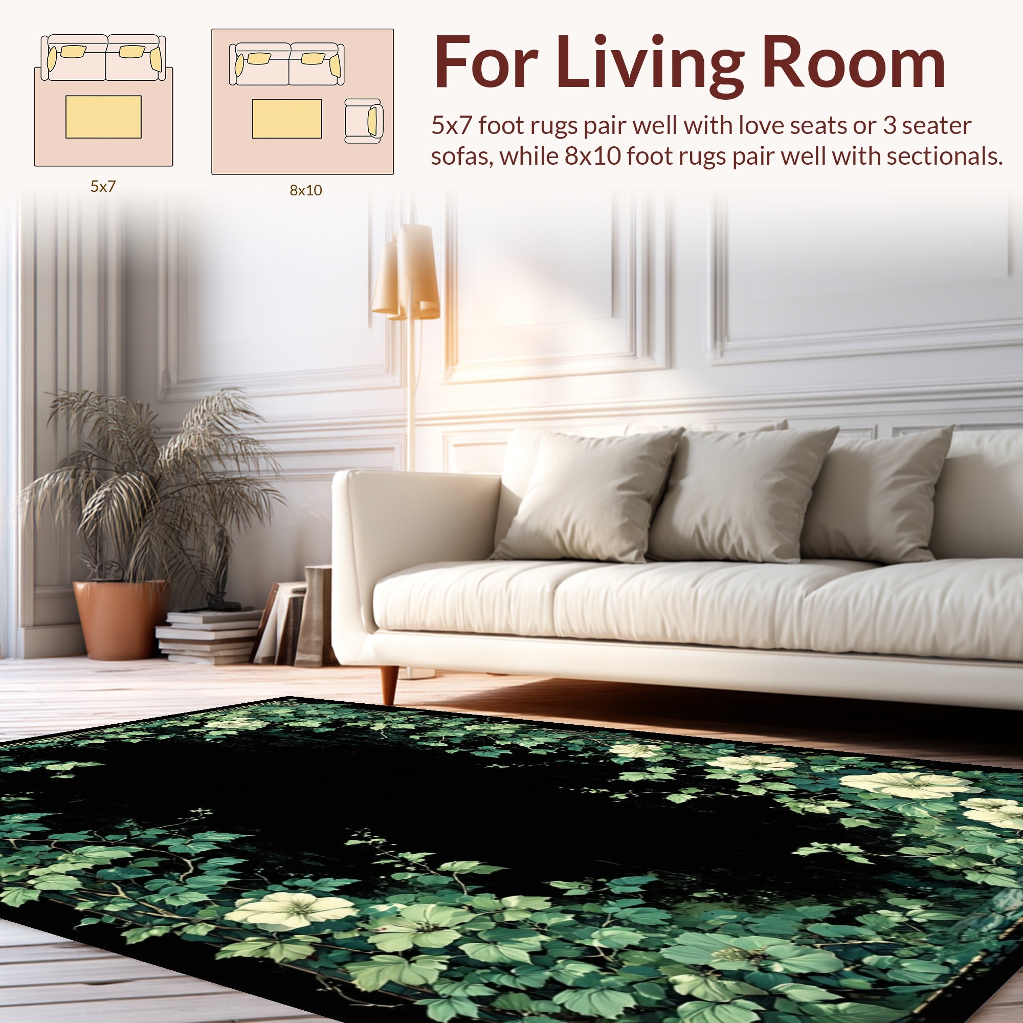Vintage Floral Vine Border Design Rug
