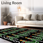 Christmas Tree Red Yellow Garland Rug