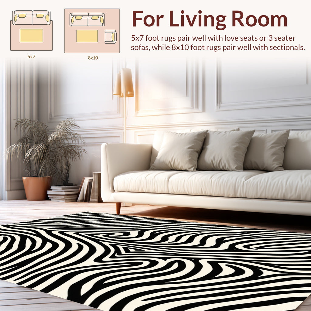 Bold Black White Abstract Zebra Rug
