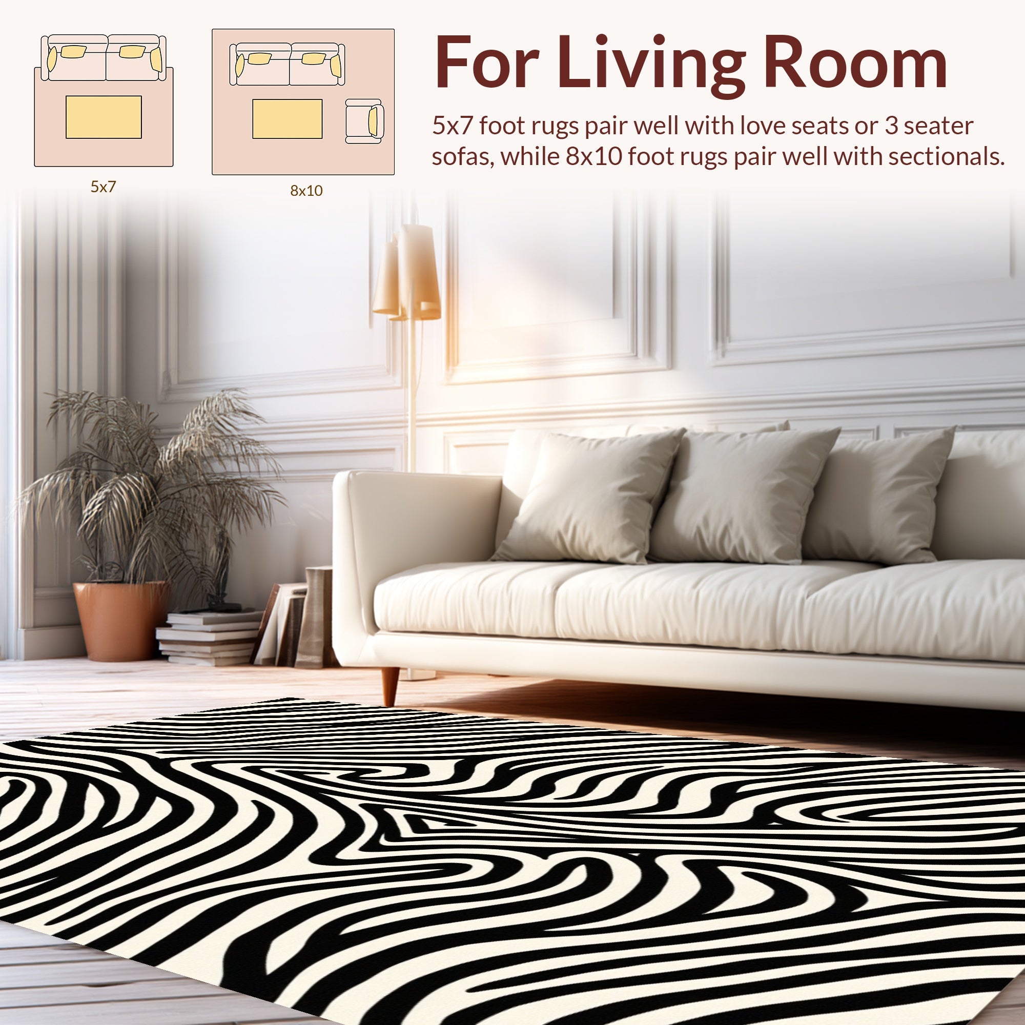 Bold Black White Abstract Zebra Rug