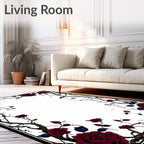 Dark Rose Vine Botanical Pattern Rug