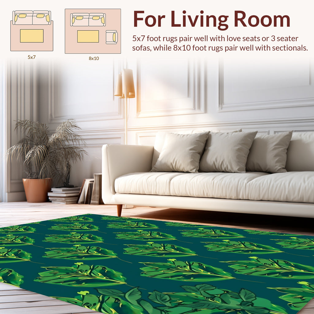 Emerald Leaf Pattern Design Rug