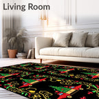 Festive Red Trucks Christmas Tree Border Rug