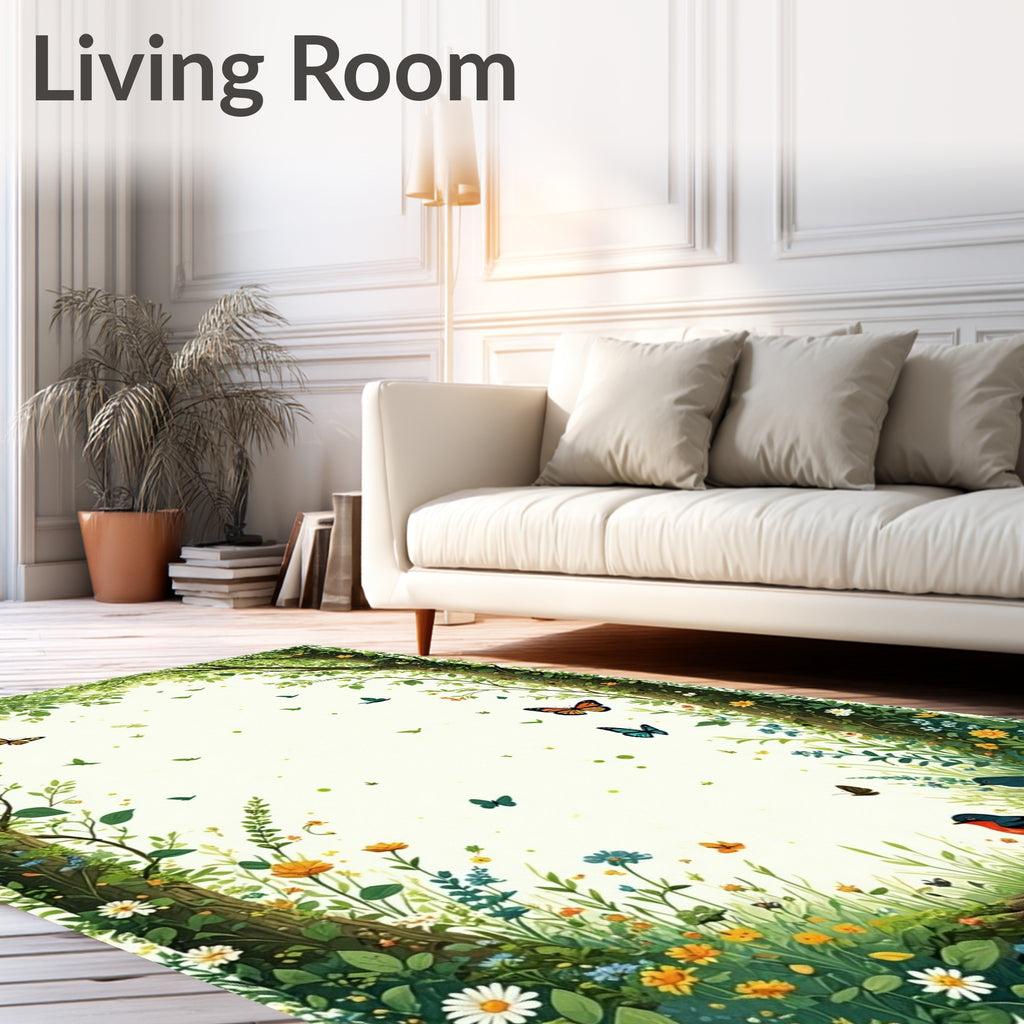 Enchanted Garden Butterflies Birds Rug