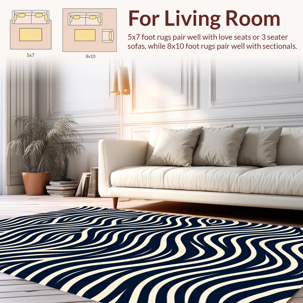 Abstract Wave Patterned Contrast Rug