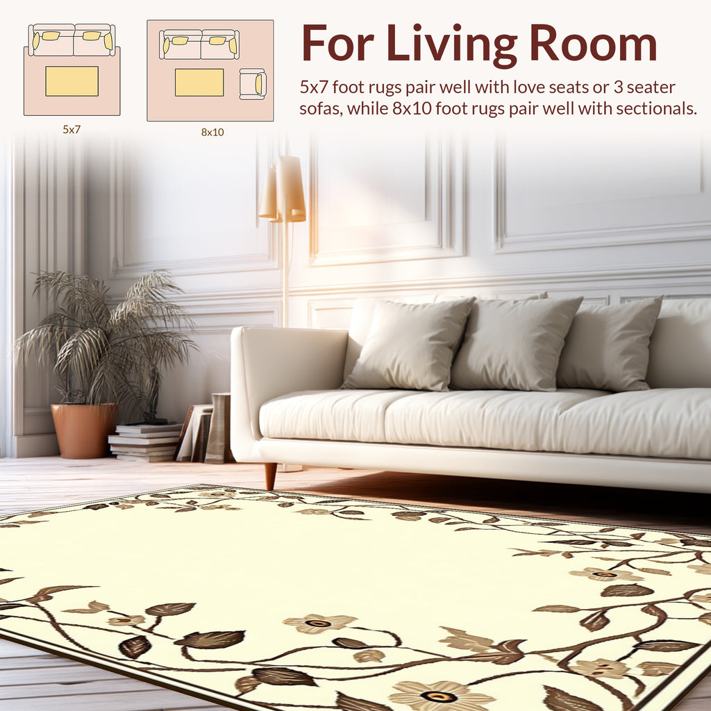 Vintage Floral Vine Border Design Rug