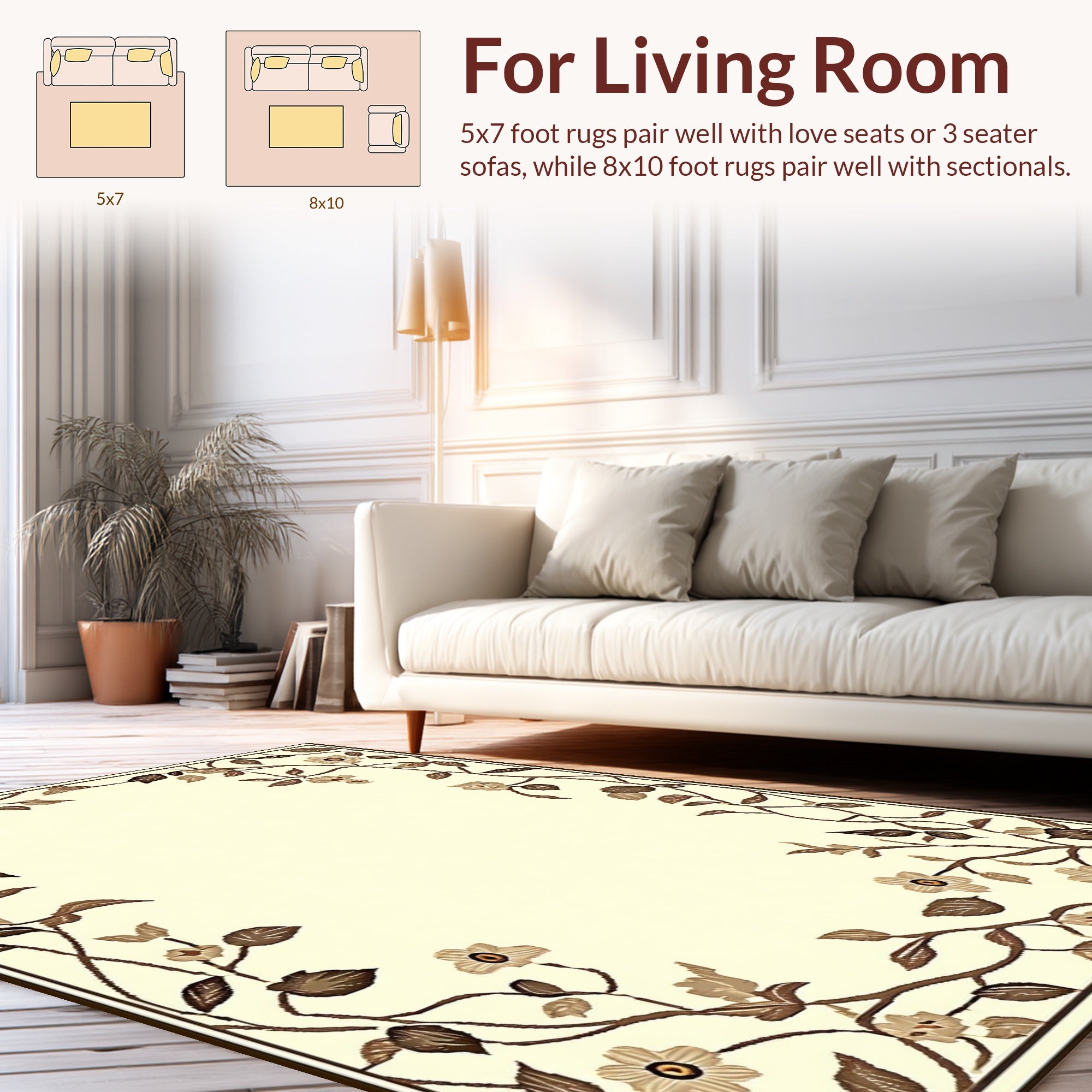Vintage Floral Vine Border Design Rug