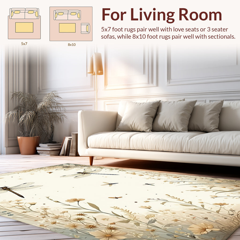 Dragonfly Floral Nature Inspired Artwork Rug