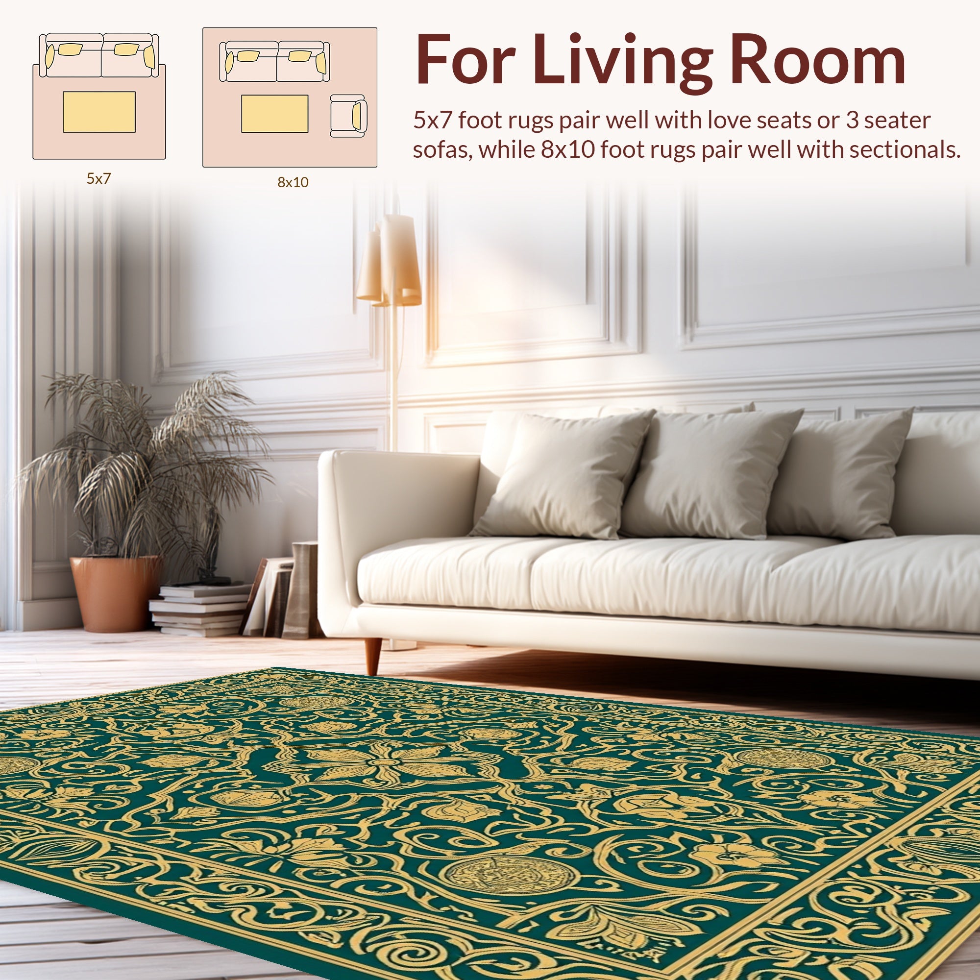 Intricate Floral Art Nouveau Rug