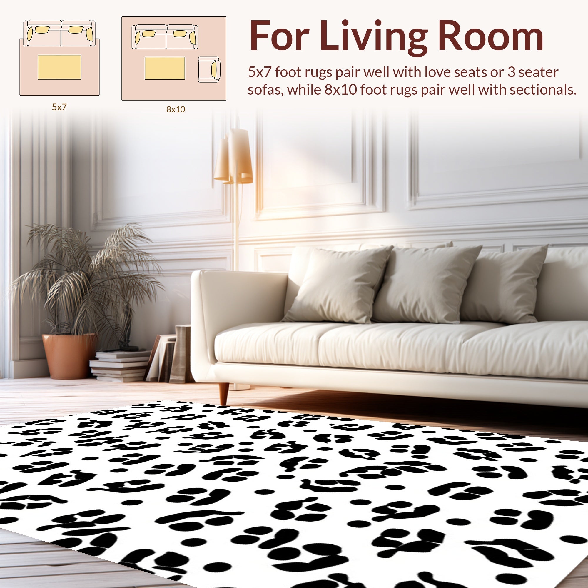 Black White Abstract Spots Pattern Rug