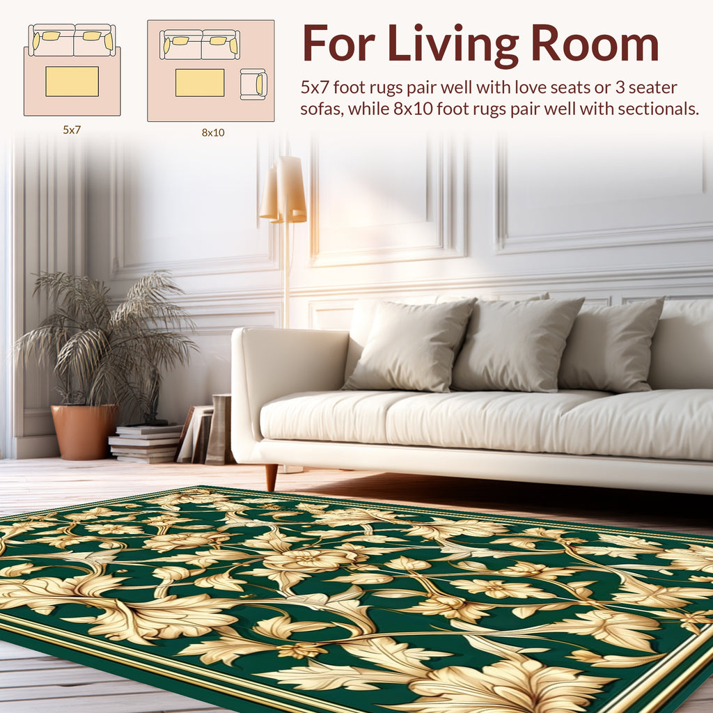 Ornate Floral Vine Pattern Rug
