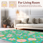 Pink Birds Flowers Aquatic Pattern Rug
