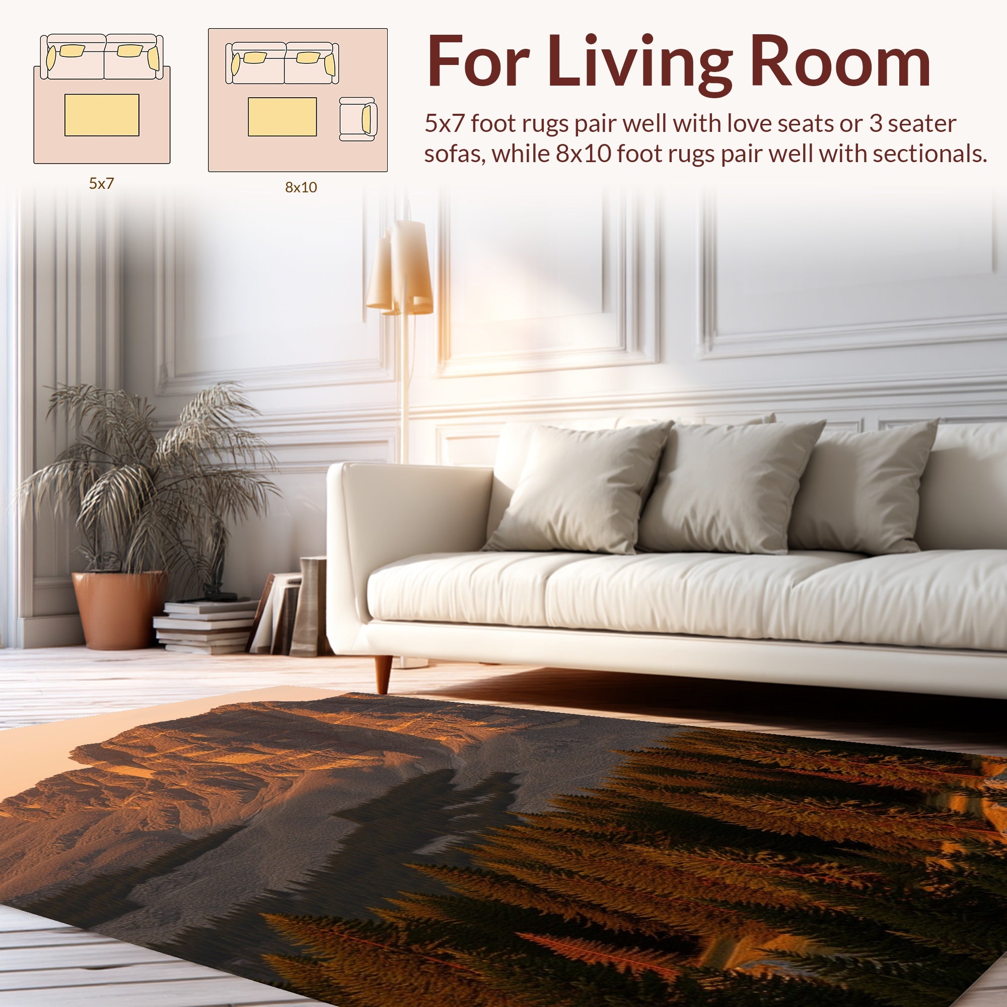 Nature inspired mountain and forest design Rug