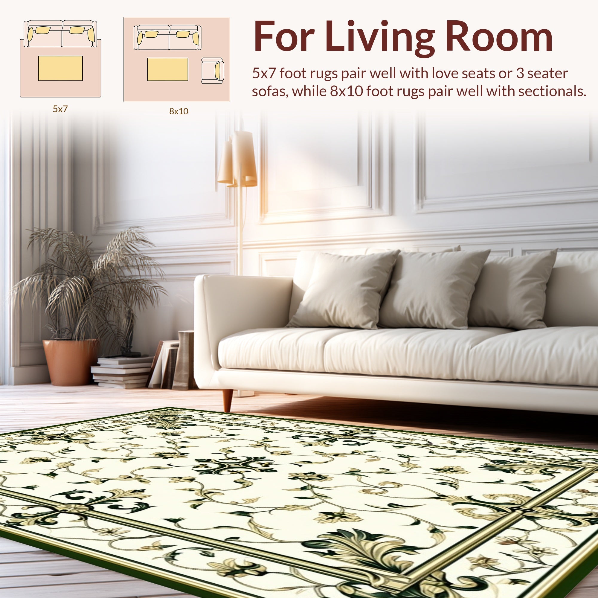 Ornate Floral Vine Garden Pattern Rug