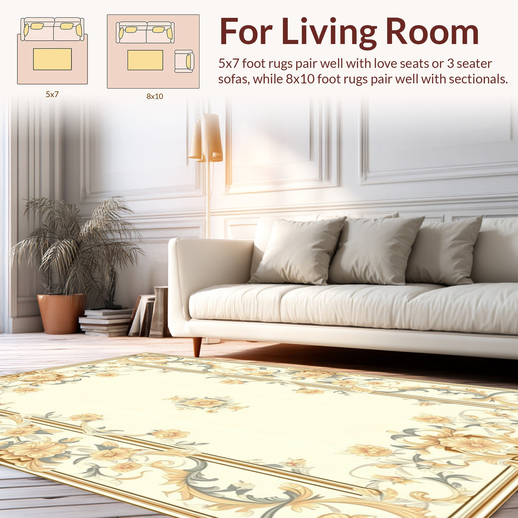 Elegant Floral Vine Motif Rug