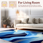 Abstract Blue Wave Pattern Rug