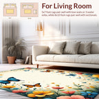 Whimsical Butterflies and Flowers Pattern Rug