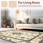 Antique Floral Medallion Cream Brown Rug