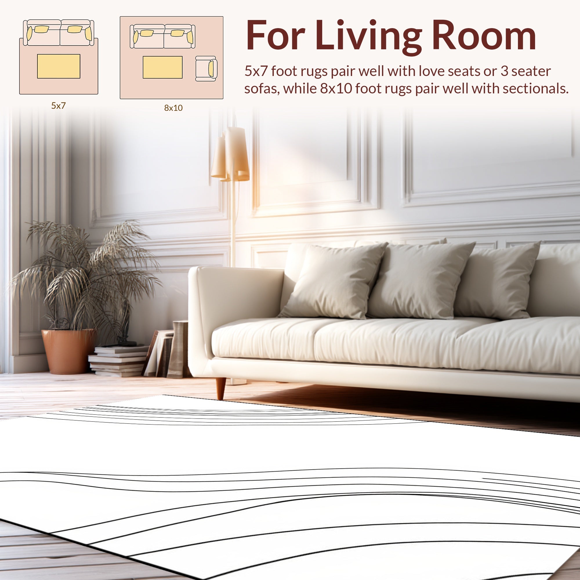 Minimalist Wavy Line Abstract Design Rug