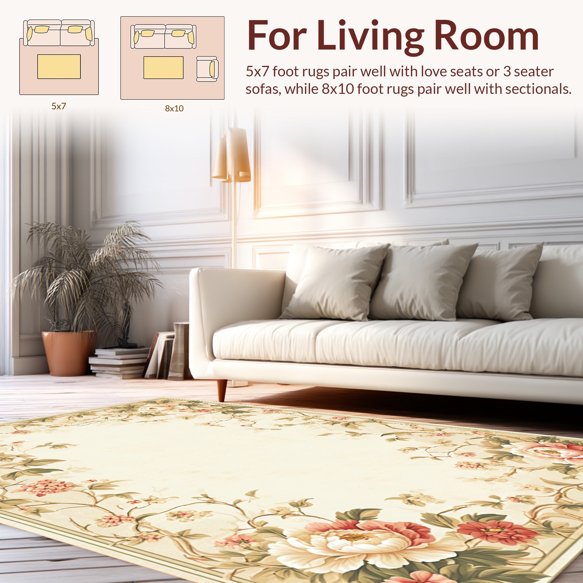 Vintage Floral Vines And Peonies Design Rug