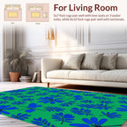 Blue Floral Botanical Pattern Rug